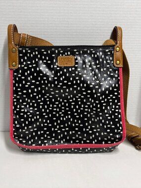 Fossil "Bean Seeds" Coated Canvas Crossbody/Messenger Bag, Black & White